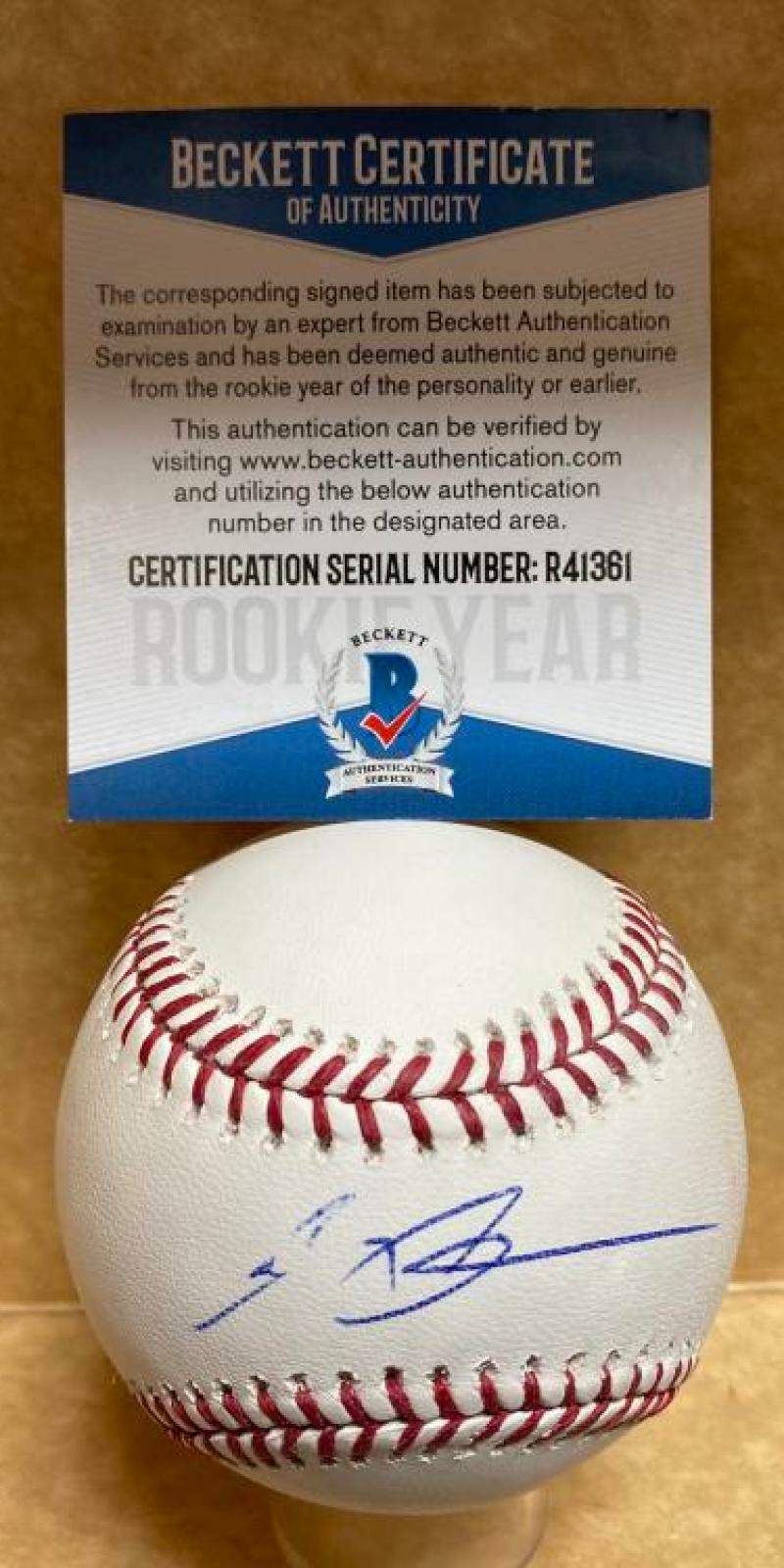 CJ ALEXANDER ATLANTA BRAVES SIGNED AUTOGRAPHED M.L. BASEBALL BECKETT R41361