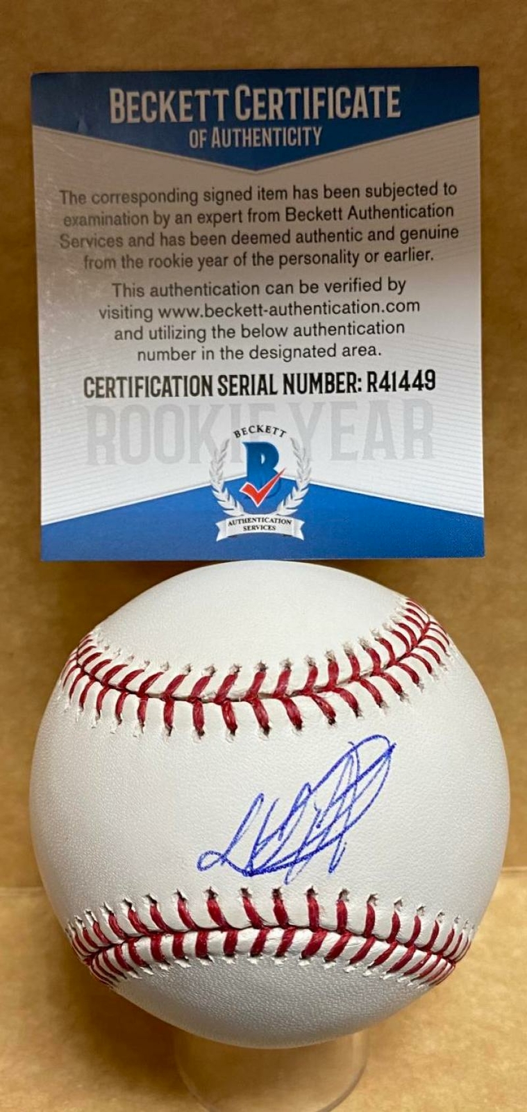 LAZERO ARMENTEROS OAKLAND A'S ROOKIE YEAR SIGNED M.L. BASEBALL BECKETT R41449