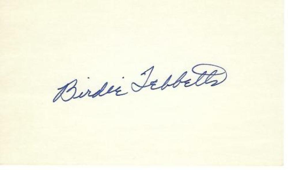 BIRDIE TEBBETTS INDIANS/REDS/TIGERS VINTAGE VINTAGE SIGNED INDEX CARD W/ COA