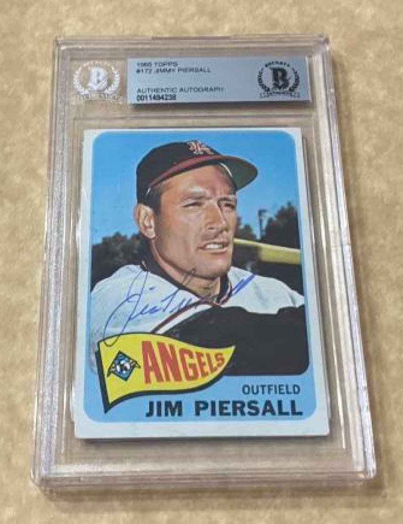 1965 TOPPS JIMMY PIERSALL #172 ANGELS SIGNED CARD BECKETT AUTHENTIC AUTO VINTAGE COLLECTIBLE MEMORABILIA