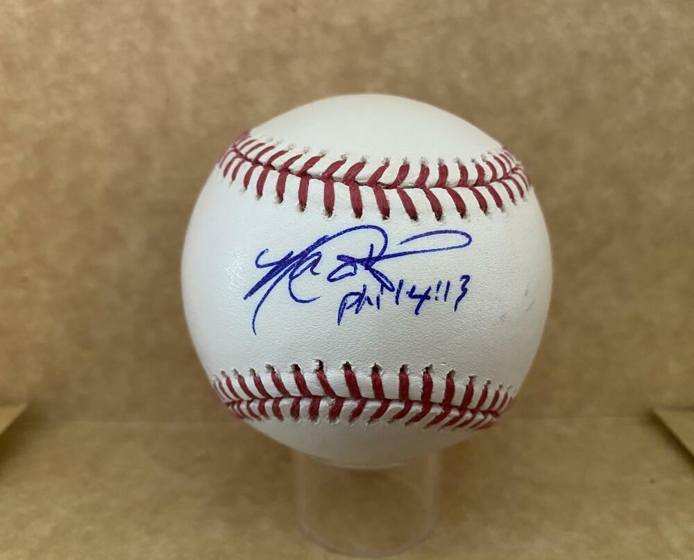 KALEB COWART LOS ANGELES ANGELS SIGNED AUTOGRAPHED M.L. BASEBALL W/ COA