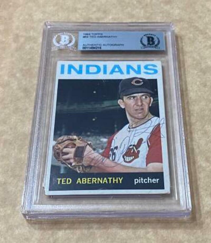 1964 TOPPS TED ABERNATHY #64 INDIANS SIGNED CARD BECKETT AUTHENTIC AUTO VINTAGE COLLECTIBLE MEMORABILIA