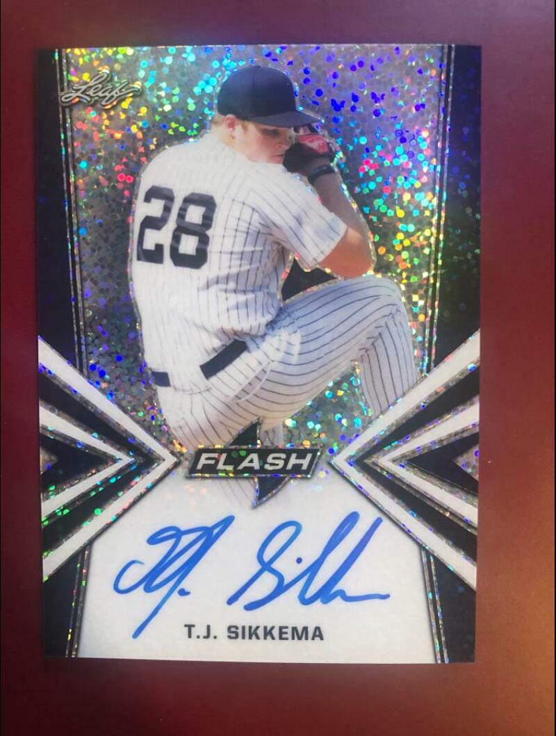 2019 LEAF FLASH BLUE T.J. SIKKEMA ROOKIE YANKEES ROOKIE BA-TJS