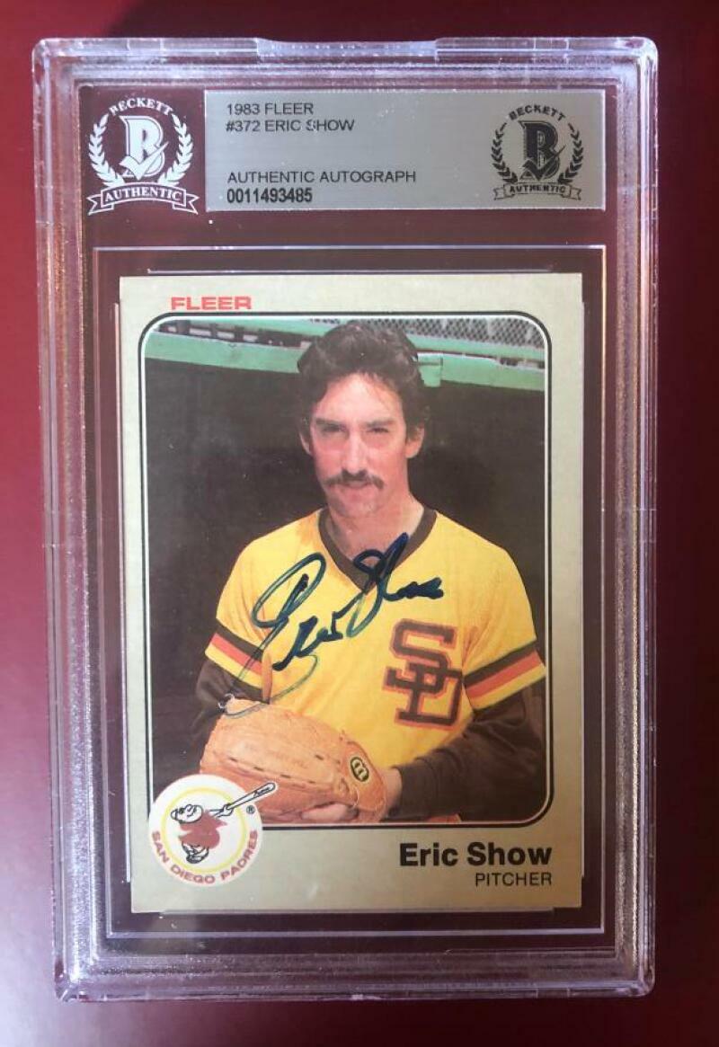 1983 FLEER ERIC SHOW DECEASED PADRES SIGNED CARD BECKETT AUTHENTIC AUTO
