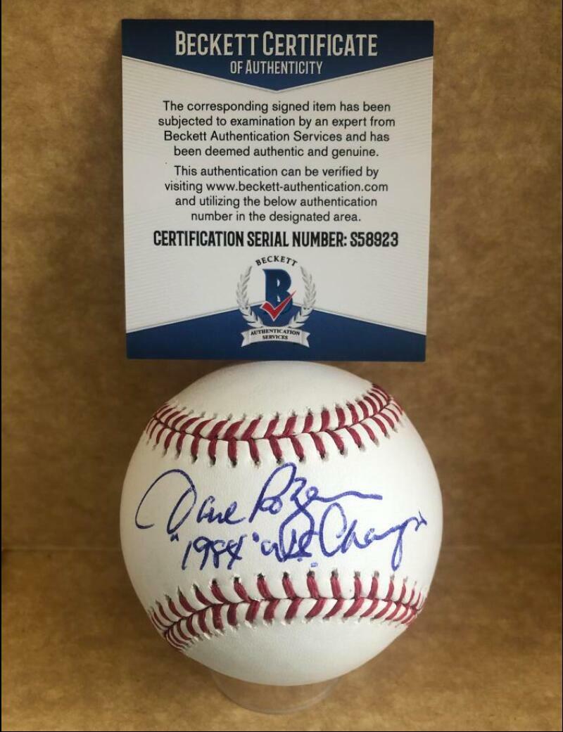 DAVE ROZEMA 1984 W.S. CHAMPS TIGERS SIGNED M.L. BASEBALL BECKETT S58923