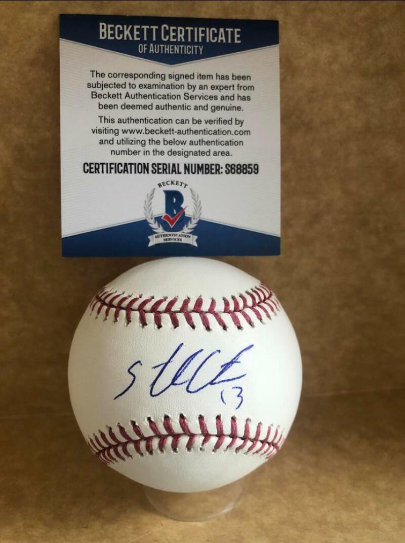 STARLIN CASTRO WASHINGTON NATIONALS SIGNED AUTOGRAPHED M.L. BASEBALL BECKETT