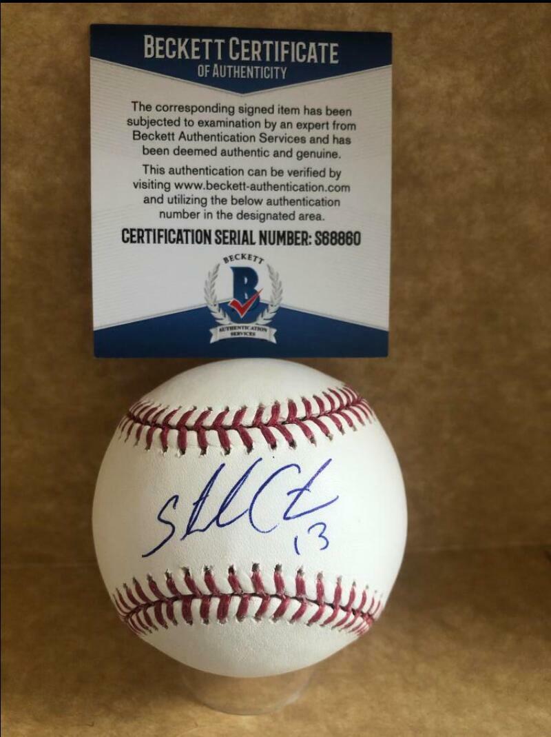 STARLIN CASTRO WASHINGTON NATIONALS SIGNED AUTOGRAPHED M.L. BASEBALL BECKETT