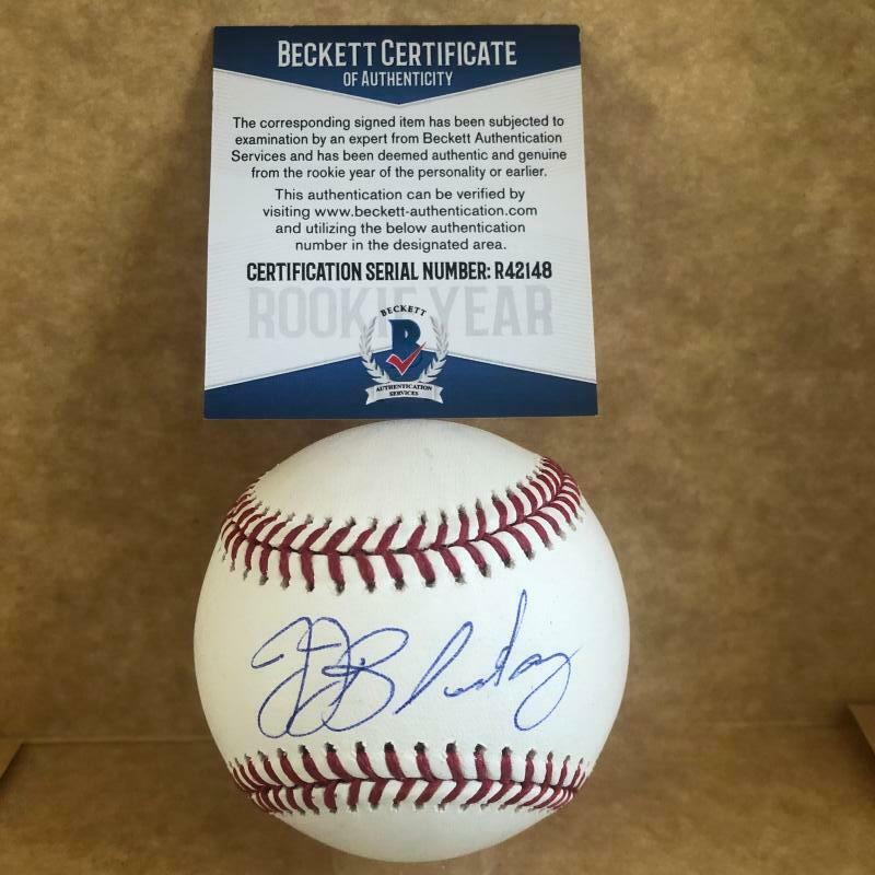 J.J. BLEDAY MIAMI MARLINS ROOKIE YEAR SIGNED AUTO M.L. BASEBALL BECKETT R42148