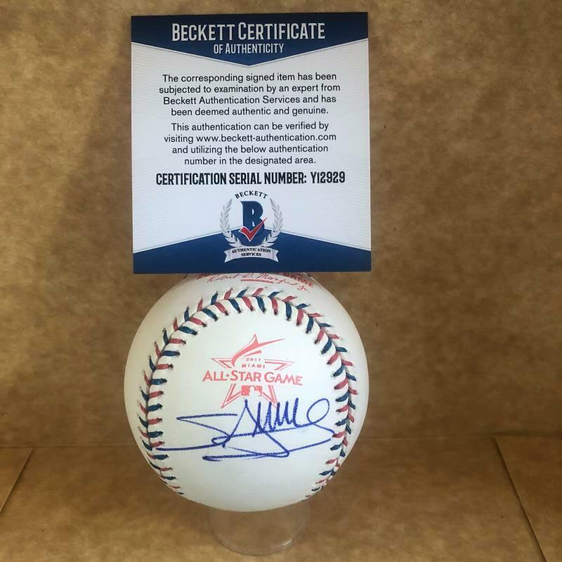 MIGUEL SANO MINNESOTA TWINS SIGNED 2017 ALL STAR GAME BASEBALL BECKETT Y12929