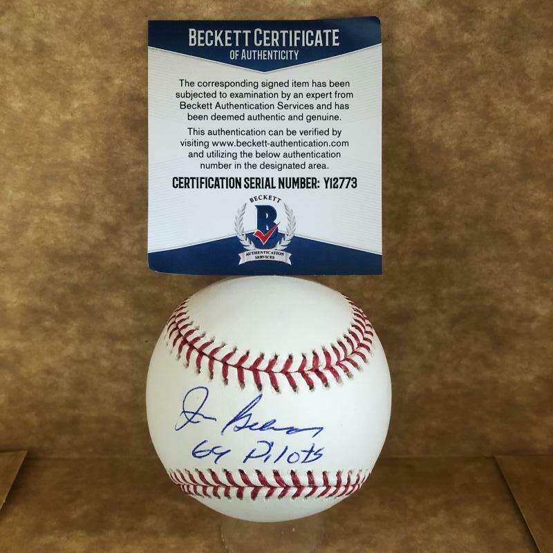 JOHN GELNAR 69 PILOTS SIGNED AUTOGRAPHED M.L. BASEBALL BECKETT Y12773