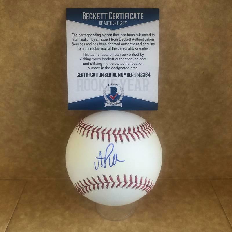 A.J. PUK OAKLAND A'S ROOKIE YEAR SIGNED AUTOGRAPHED M.L. BASEBBALL BECKETT R4226