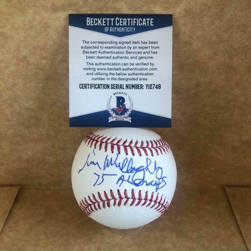 JIM WILLOUGHBY 75 AL CHAMPS RED SOX SIGNED M.L. BASEBALL BECKETT Y12748