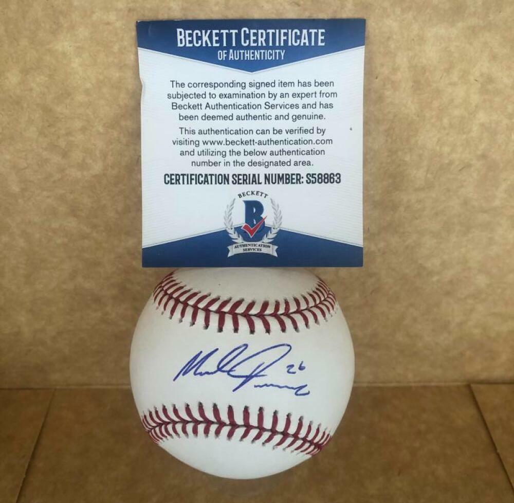 MIKE FOLTNEWICZ ASTROS/BRAVES SIGNED AUTOGRAPHED M.L. BASEBALL BECKETT S58863