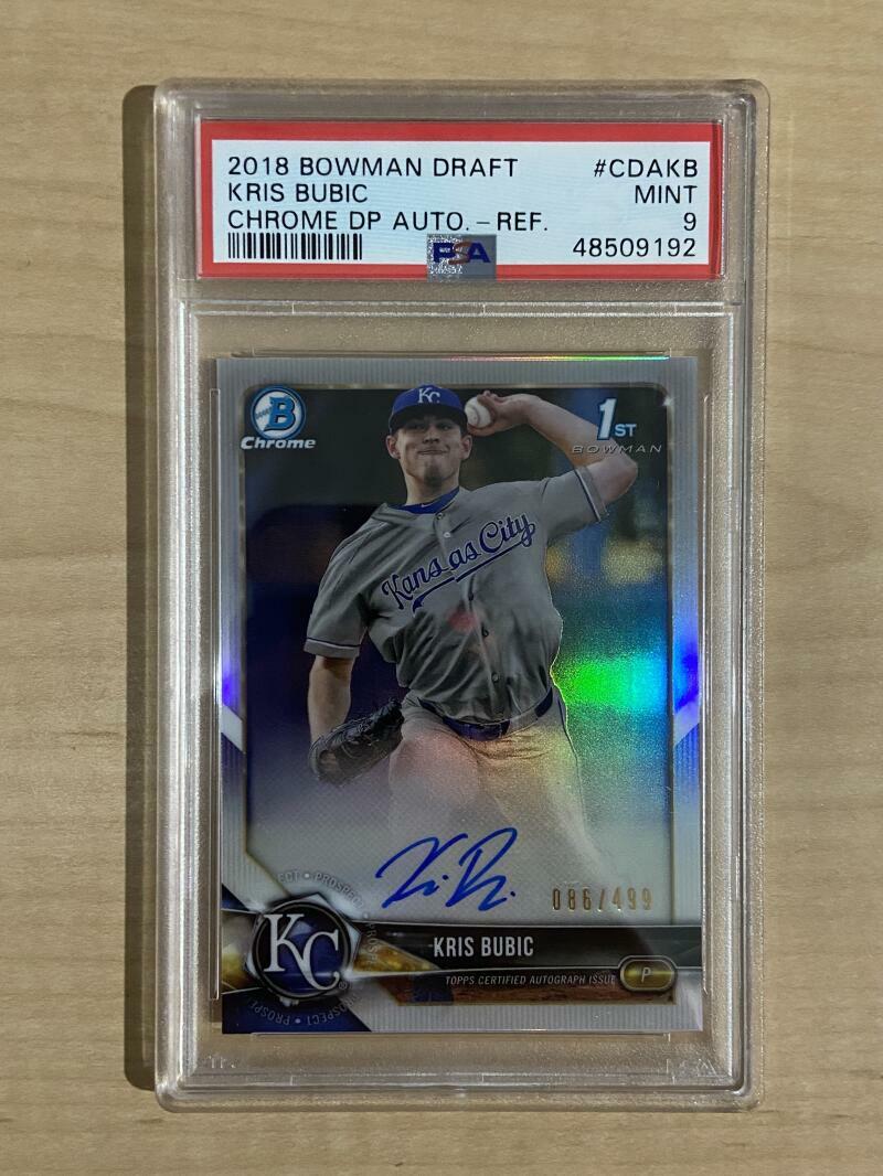 2018 BOWMAN DRAFT KRIS BUBIC CHROME DP AUTOREFRACTOR ROYALS /499 PSA 9
