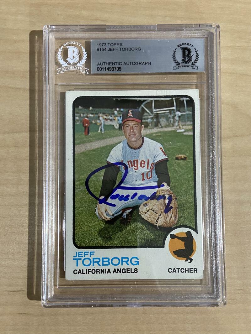 1973 TOPPS JEFF TORBORG ANGELS AUTHENTIC AUTOGRAPH BECKETT CERTIFIED
