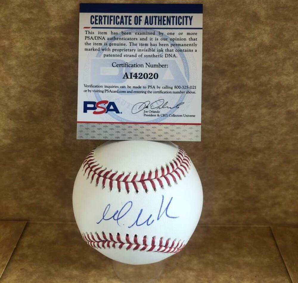 MARC MULDER OAKLAND A'S/ST. LOUIS CARDINALS SIGNED M.L. BASEBALL PSA AI42020