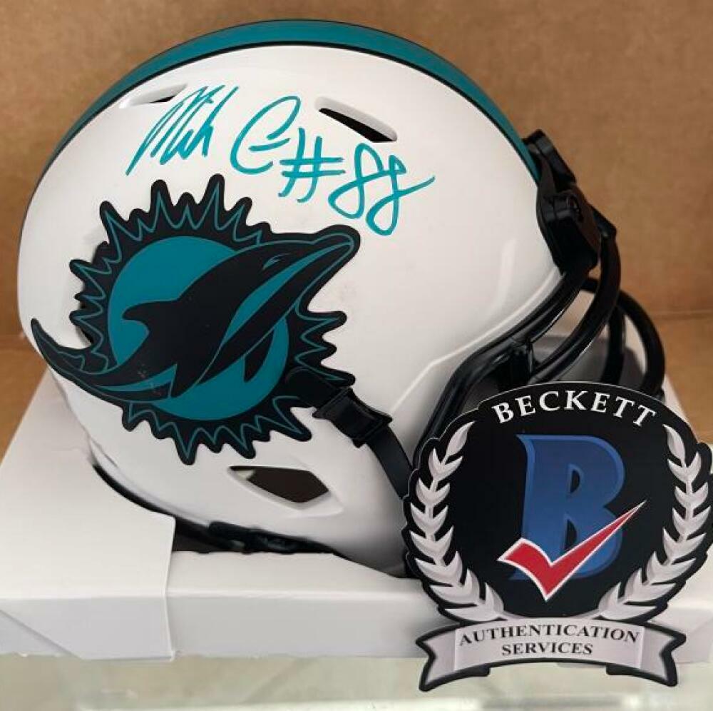 MIKE GESICKI DOLPHINS SIGNED AUTO LUNAR ECLIPSE MINI HELMET BECKETT WITNESS