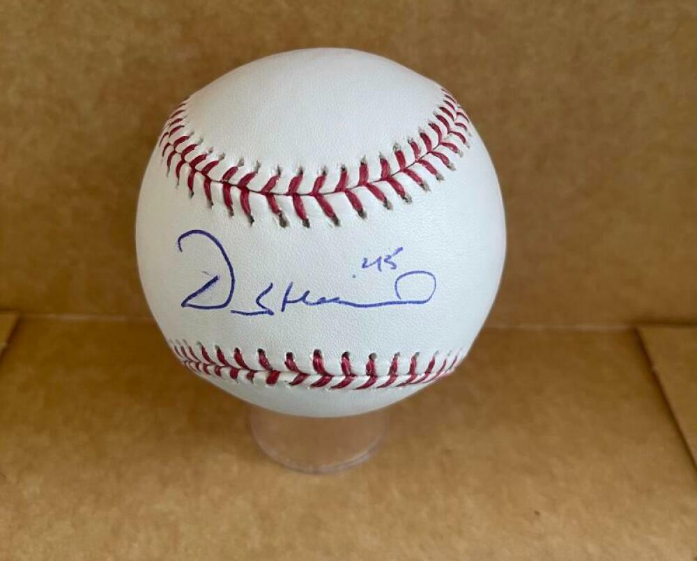 DEREK HOLLAND TEXAS RANGERS #45 SIGNED AUTOGRAPHED M.L. BASEBALL WITH COA