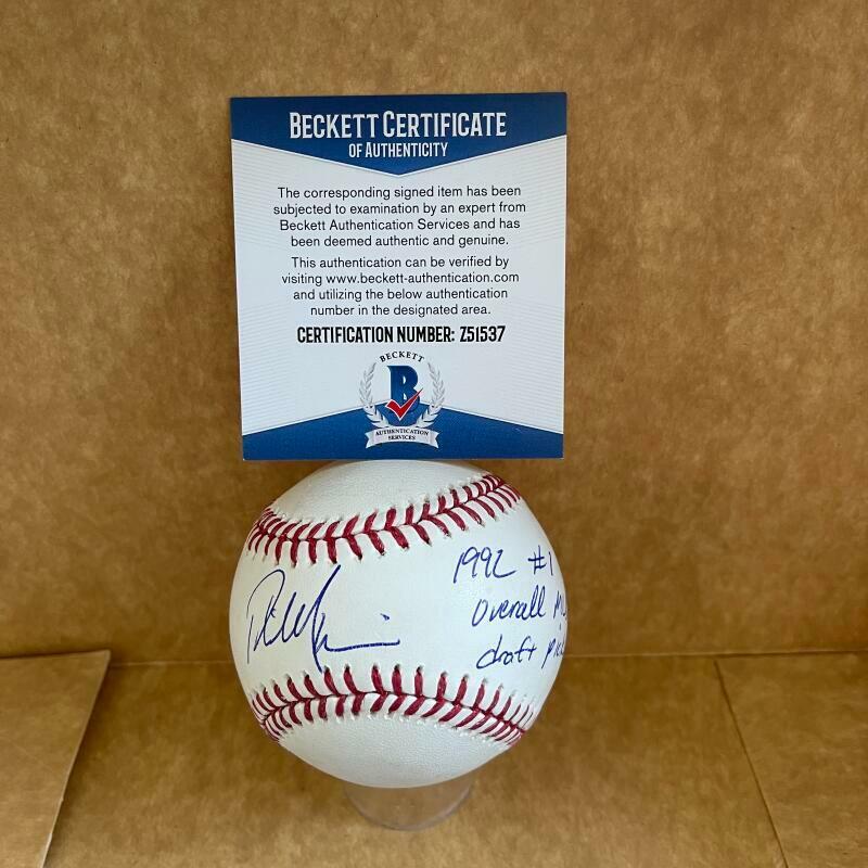 PHIL NEVIN 1992 @1 DRAFT PICK SIGNED AUTO M.L. BASEBALL BECKETT Z51537