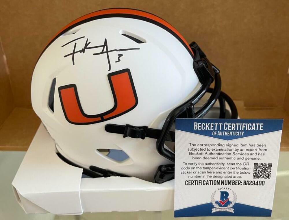 FRANK GORE MIAMI HURRICANES SIGNED AUTO LUNAR ECLIPSE MINI HELMET BAS BA29400