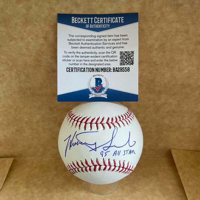 HEATHCLIFF SLOCUMB 95 ALL STAR SIGNED AUTOGRAPHED M.L. BASEBALL BAS BA29558