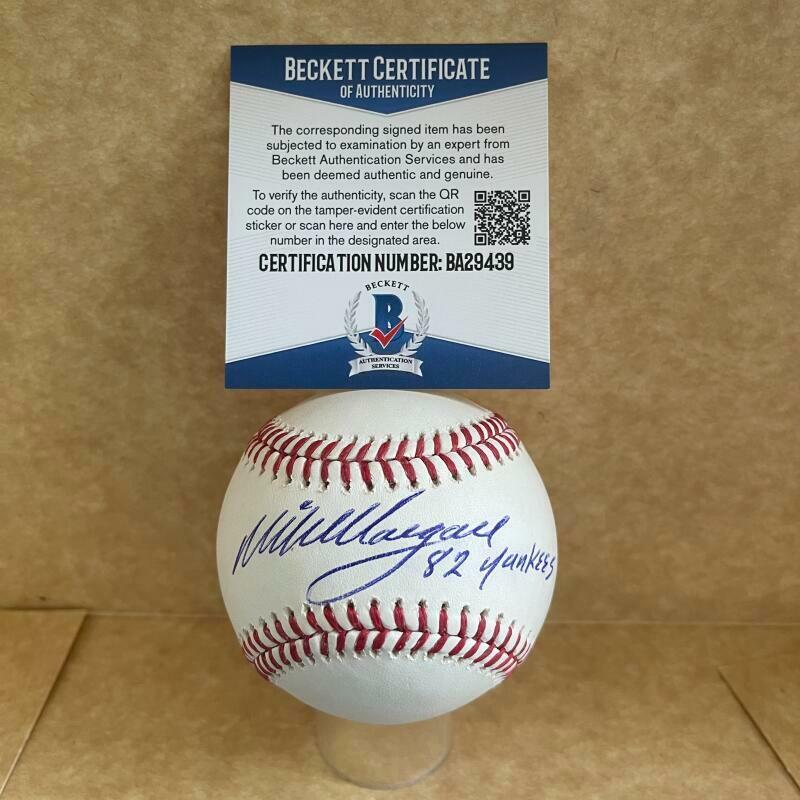 MIKE MORGAN 82 YANKEES SIGNED AUTO M.L. BASEBALL BECKETT BA29439