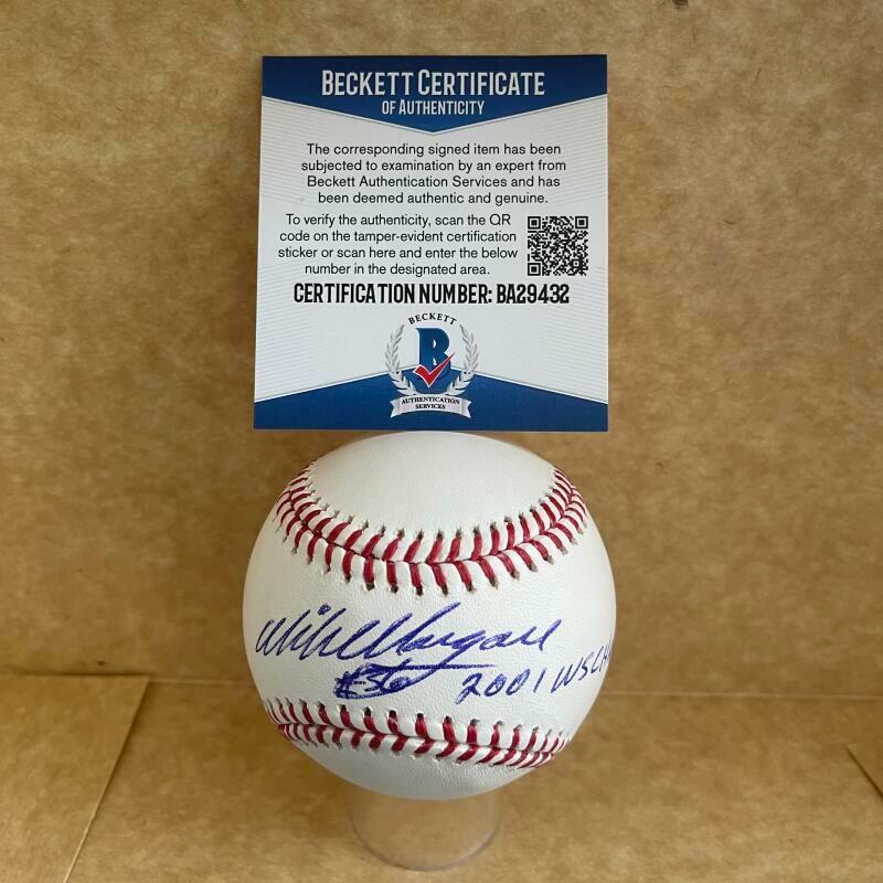 MIKE MORGAN 2001 WS CHAMPS DBACKS SIGNED AUTO M.L. BASEBALL BECKETT BA29432