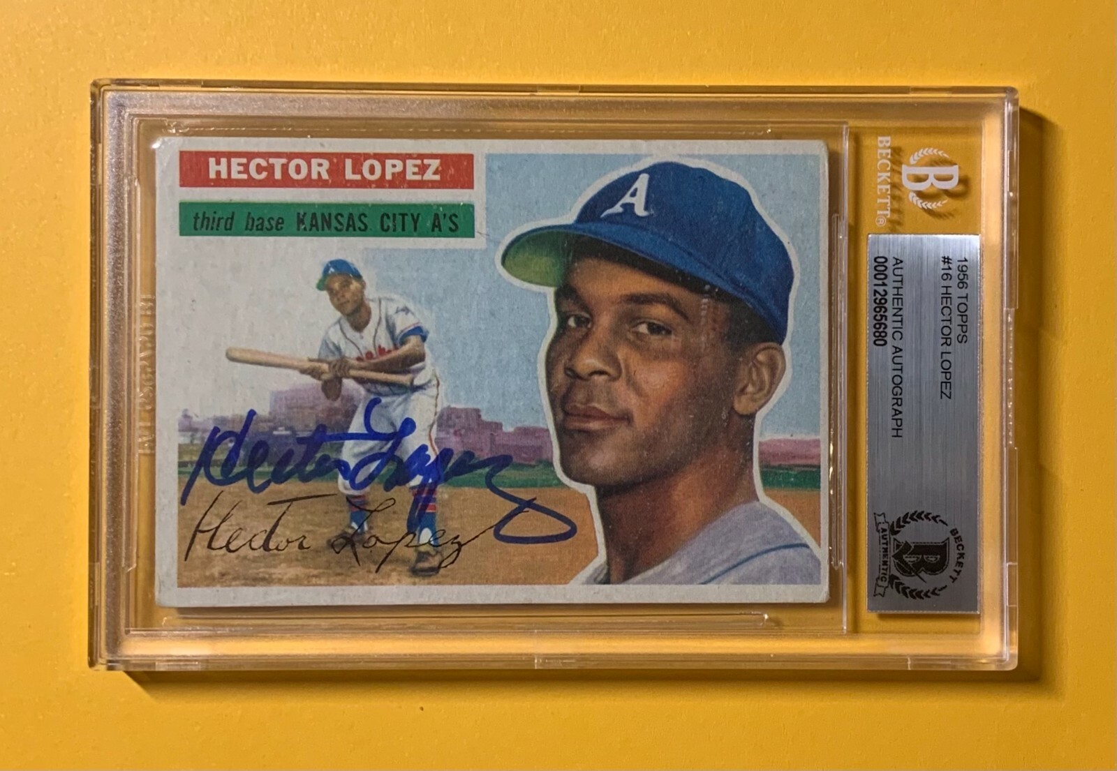 1956 TOPPS HECTOR LOPEZ A’S SIGNED BECKETT AUTHENTIC AUTO COLLECTIBLE MEMORABILIA