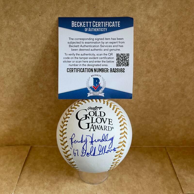 EANDY HUNDLEY 67 GOLD GLOVE INSCRIBED SIGNED GOLD GLOVE BASEBALL BAS BA26182