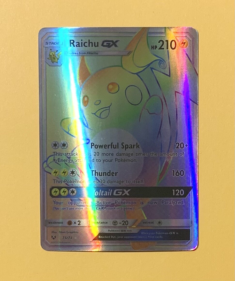 2021 POKÉMON SUN AND MOON RAICHU GX SHINING LEGENDS SECRET RARE 75/73