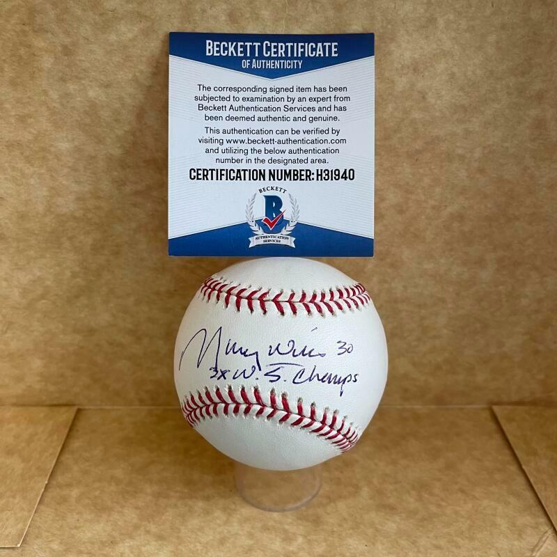 MAURY WILLS #30 3X W.S. CHAMPS DODGERS SIGNED AUTO M.L. BASEBALL BAS H31940