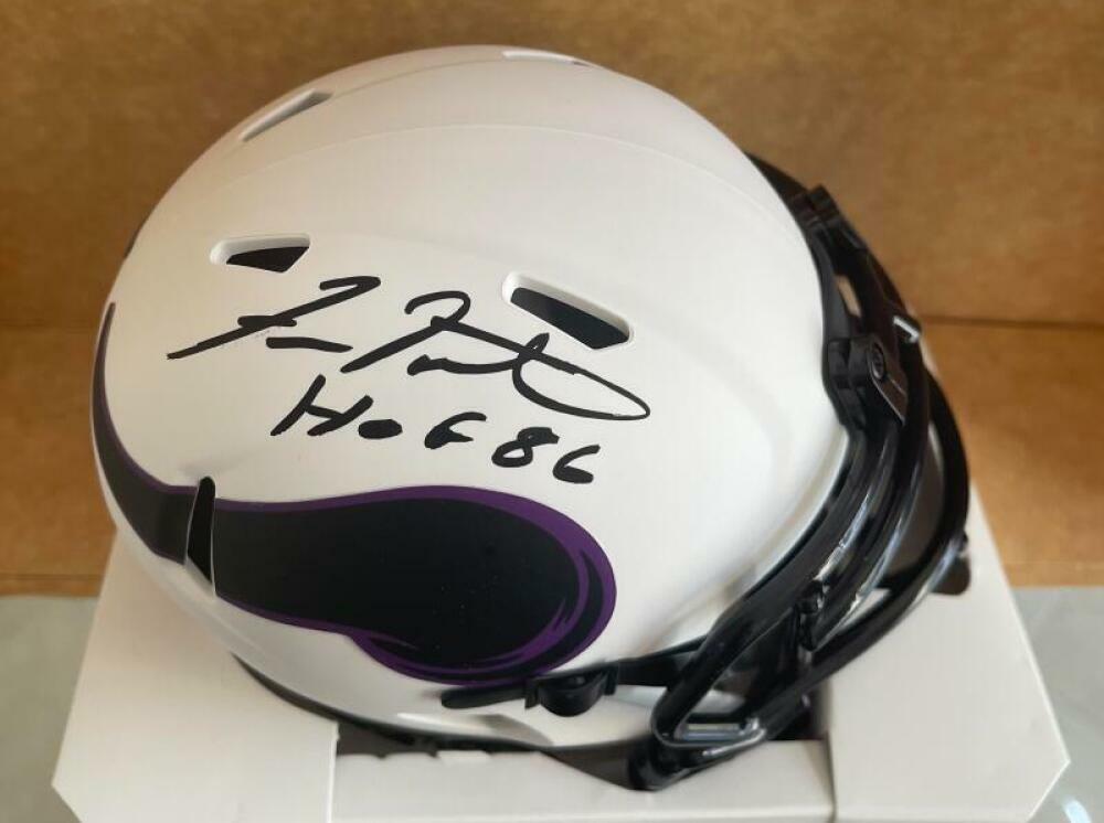 FRAN TARKENTON MINNESOTA VIKINGS HOF 86 SIGNED LUNAR MINI HELMET W/ COA