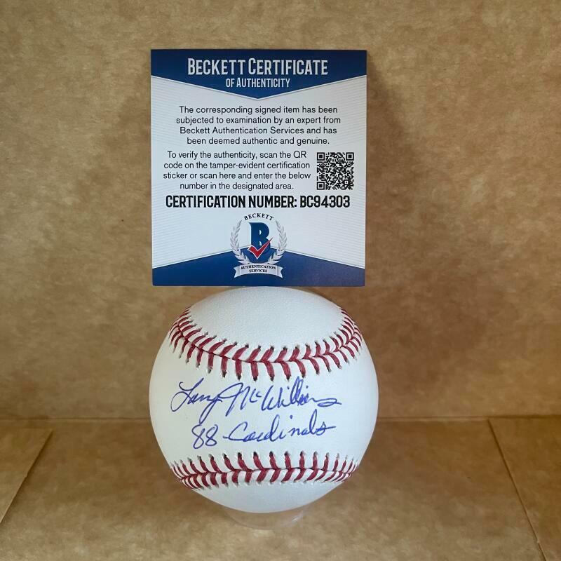 LARRY MCWILLIAMS 88 CARDINALS SIGNED AUTOGRAPHED M.L. BASEBALL BECKETT