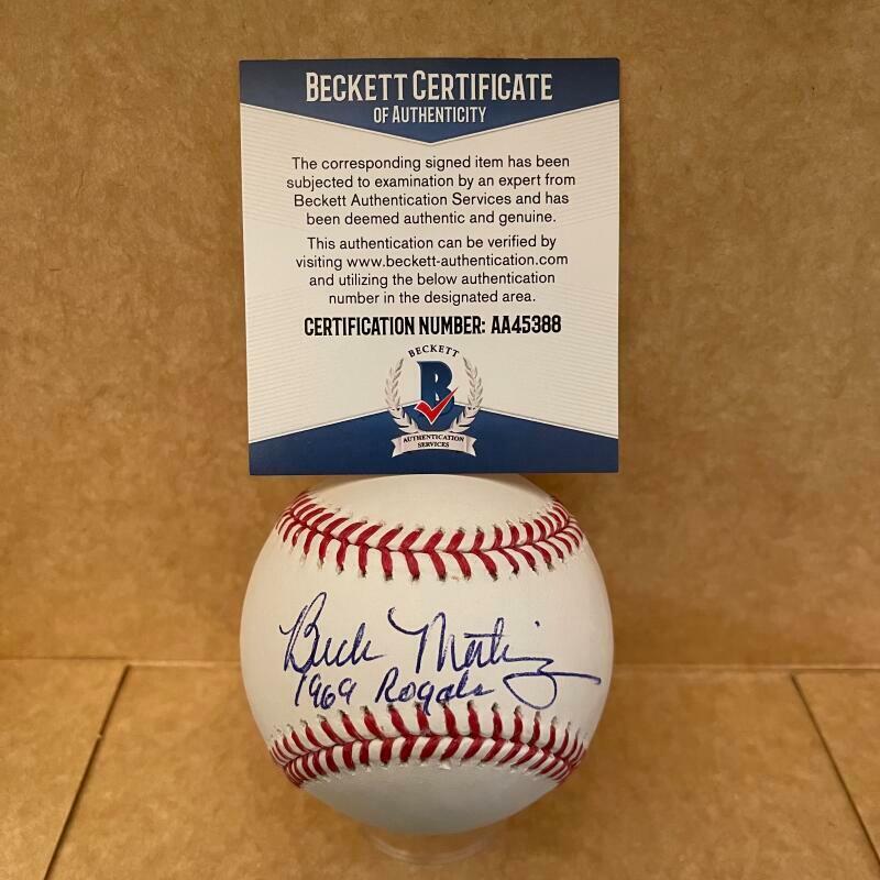 BUCK MARTINEZ 1969 ROYALS SIGNED AUTOGRAPHED M.L. BASBALL BECKETT