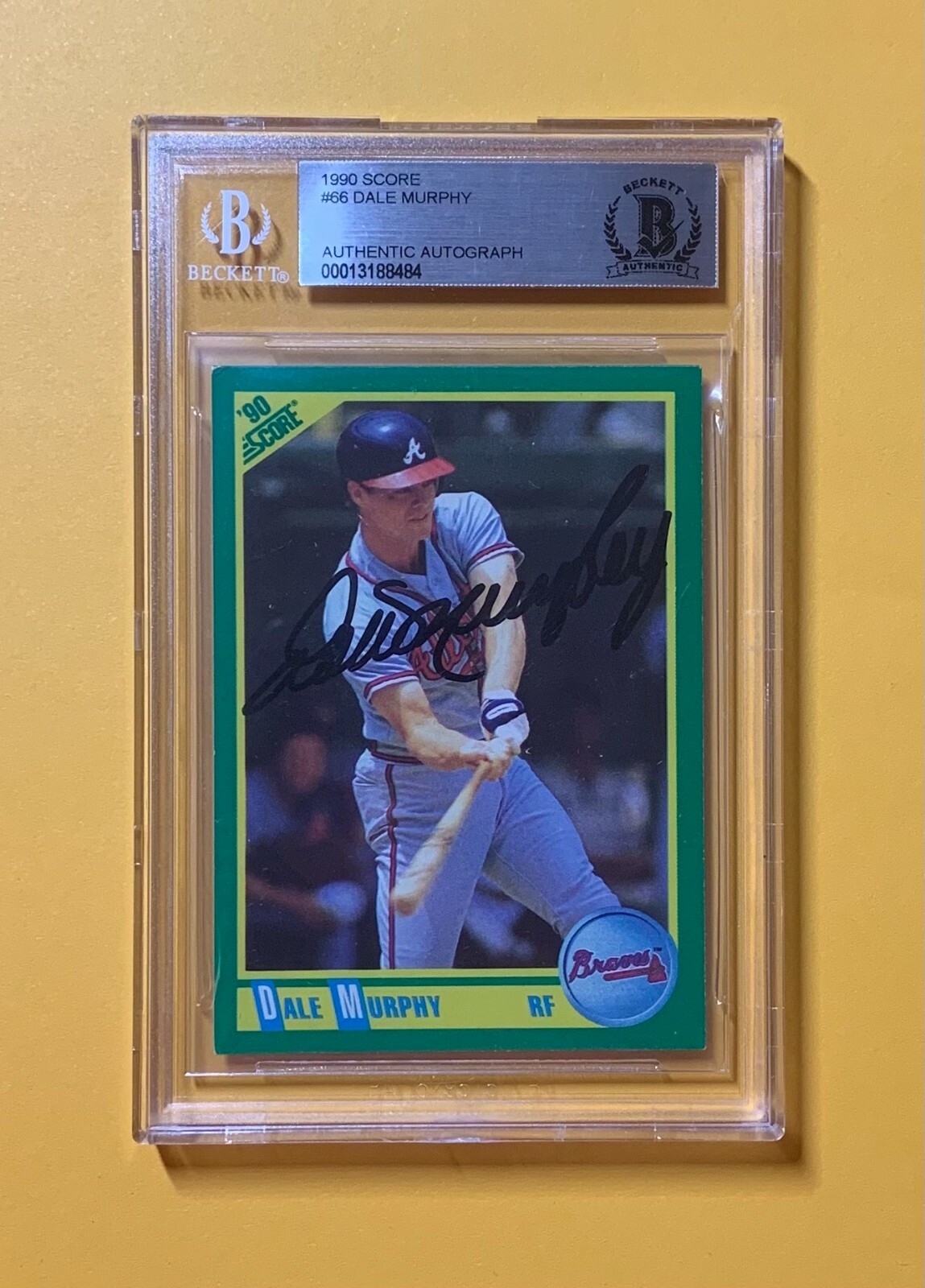 1990 SCORE DALE MURPHY #66 AUTHENTIC AUTO BECKETT CERTIFIED BRAVES