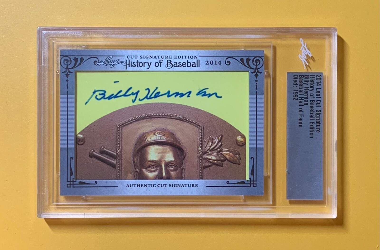 2014 LEAF CUT SIGNATURE HISTORY OF BASEBALL BILLY HERMAN HOF