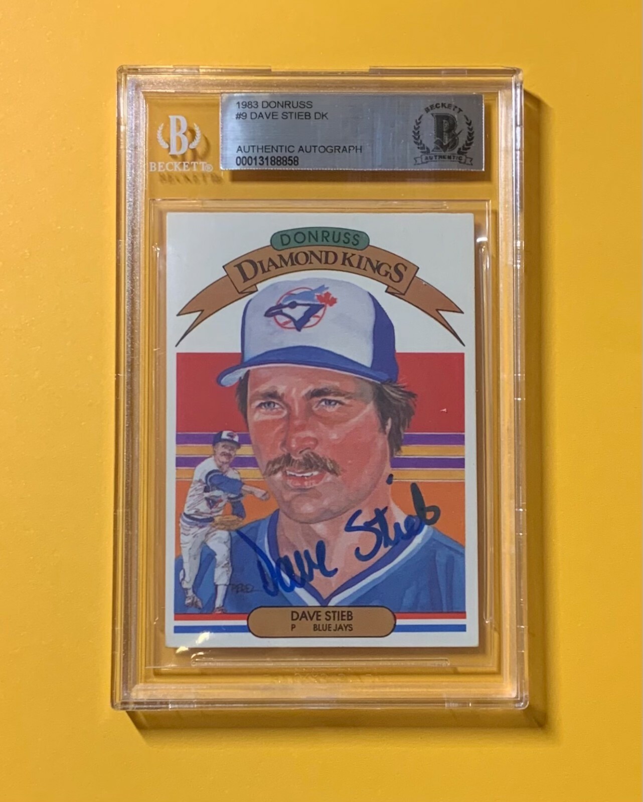 1983 DONRUSS DAVE STIEB #9 AUTHENTIC AUTO BECKETT CERTIFIED BLUE JAYS