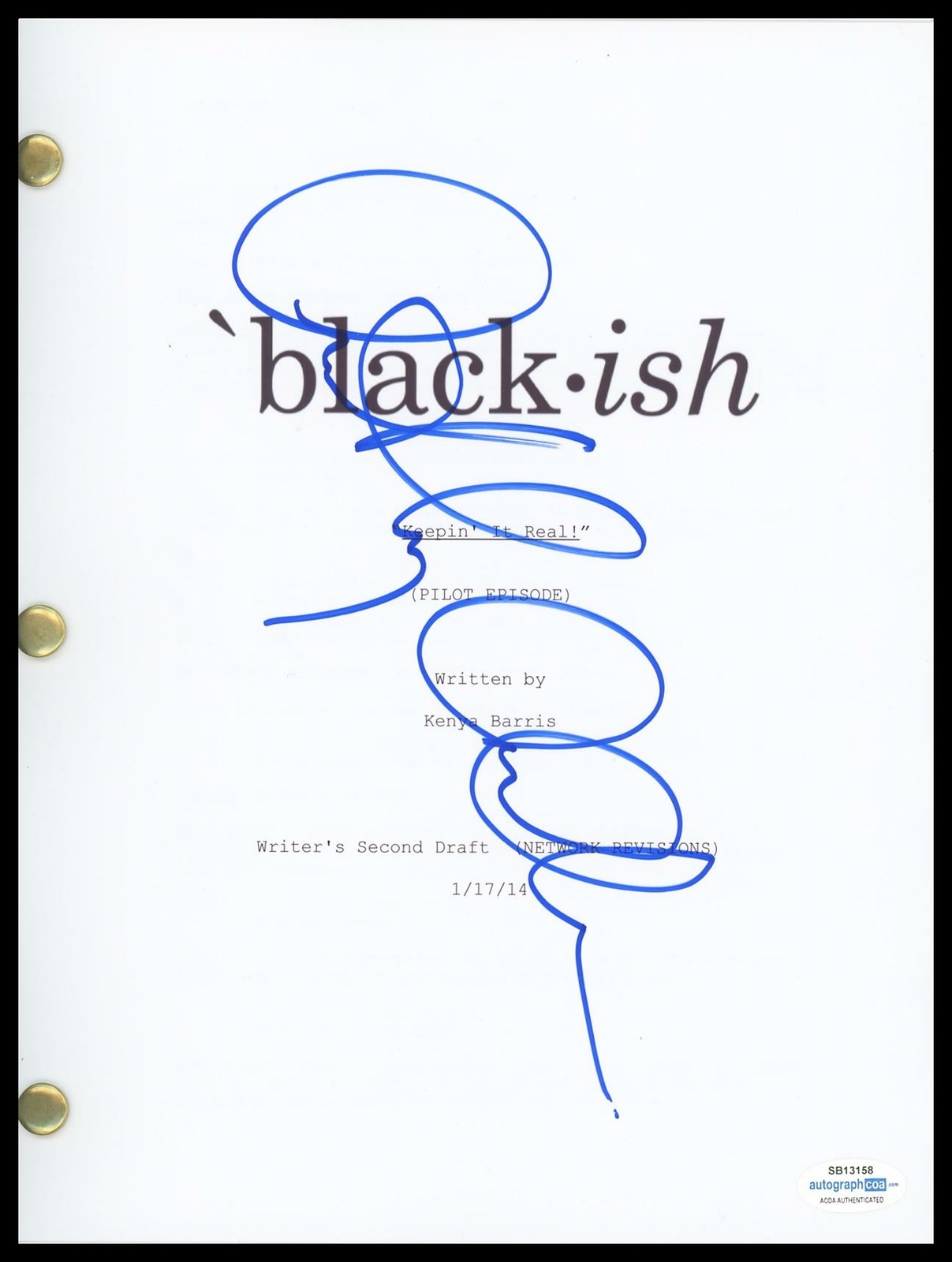 ANTHONY ANDERSON ‘BLACK-ISH’ AUTOGRAPH SIGNED COMPLETE PILOT EPISODE SCRIPT ACOA COLLECTIBLE MEMORABILIA