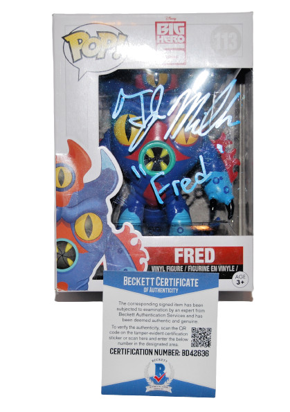 TJ MILLER SIGNED (BIG HERO 6) AUTOGRAPH FRED FUNKO POP 113 BECKETT BAS BD42636 COLLECTIBLE MEMORABILIA