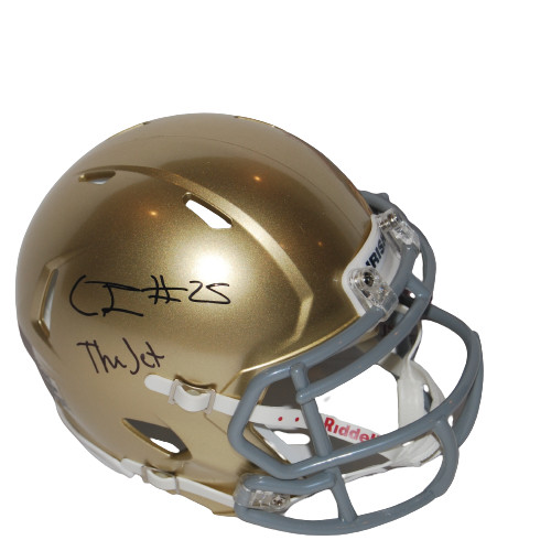 CHRIS TYREE signed (NOTRE DAME IRISH) The Jet Speed mini football helmet JSA