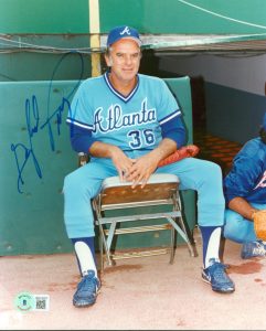 BRAVES GAYLORD PERRY AUTHENTIC SIGNED 8×10 VERTICAL SITTING PHOTO BAS COLLECTIBLE MEMORABILIA