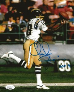 CHARLIE JOINER SIGNED SAN DIEGO CHARGERS 8×10 PHOTO W/ HOF INSCRIPTION #4 JSA COLLECTIBLE MEMORABILIA