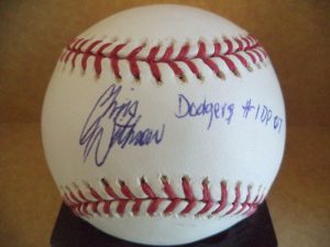 CHRIS WITHROW DODGERS #1 DP 07 AUTOGRAPHED SIGNED M.L. BASEBALL W/COA COLLECTIBLE MEMORABILIA