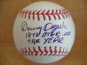 DANNY OZARK 1976 MGR OF THE YEAR SIGNED AUTOGRAPHED M.L. BASEBALL W/COA COLLECTIBLE MEMORABILIA