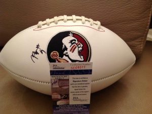 JACQUES PATRICK #9 FLORIDA STATE SEMINOLES SIGNED LOGO FOOTBALL JSA COA COLLECTIBLE MEMORABILIA