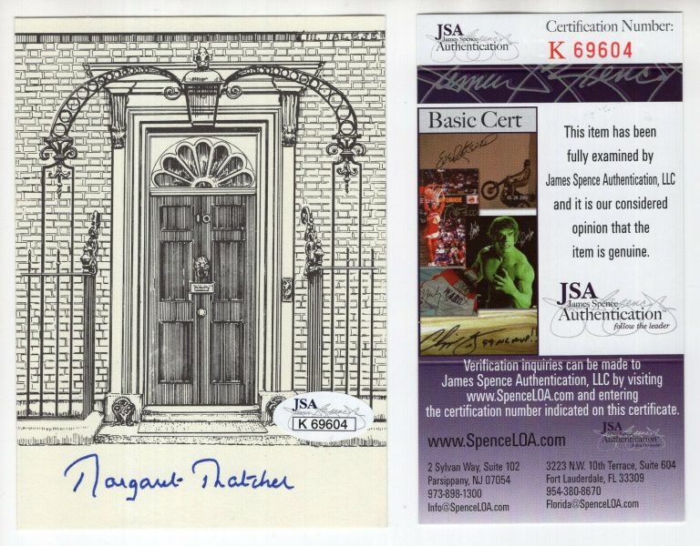 MARGARET THATCHER SIGNED BOOKPLATE UK PRIME MINISTER IRON LADY JSA COLLECTIBLE MEMORABILIA