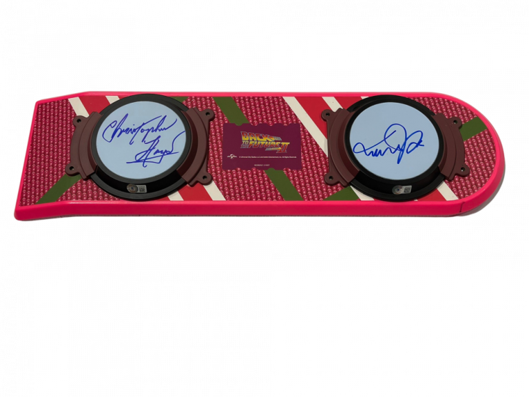 MICHAEL J FOX CHRISTOPHER LLOYD SIGNED BACK TO THE FUTURE HOVERBOARD BECKETT 107 COLLECTIBLE MEMORABILIA
