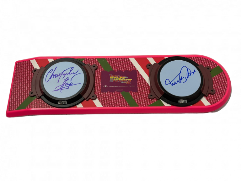 MICHAEL J FOX CHRISTOPHER LLOYD SIGNED BACK TO THE FUTURE HOVERBOARD BECKETT 108 COLLECTIBLE MEMORABILIA