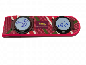 MICHAEL J FOX CHRISTOPHER LLOYD SIGNED BACK TO THE FUTURE HOVERBOARD BECKETT 113 COLLECTIBLE MEMORABILIA