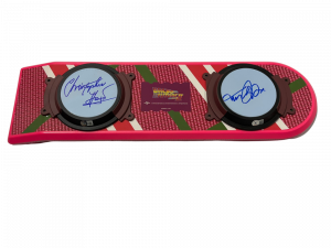 MICHAEL J FOX CHRISTOPHER LLOYD SIGNED BACK TO THE FUTURE HOVERBOARD BECKETT 115 COLLECTIBLE MEMORABILIA